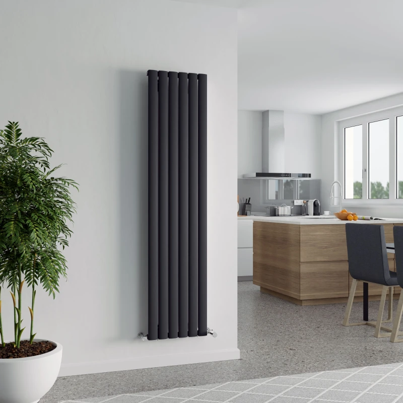 Image of Agadon Berlin Designer Aluminium Radiator in Dark Grey Size: 1800mm x 345mm Dark Grey Unisex 1800mm x 345mm