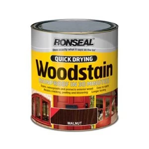 image of Ronseal Quick Drying Woodstain Satin Walnut 750ml