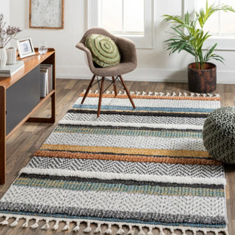 Image of Livabliss Shaggy Modern Boho Plush Pile Cream Luciana Area Rug 160 X 213cm - Easy Care, Non Shedding, Ideal For Living Room & Bedroom