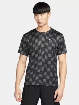 Image of Nike Dri-fit Miler Dye Tee - Black, Size 2XL, Men