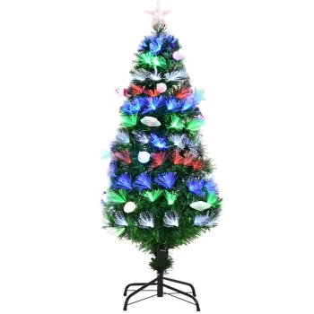 Image of 4FT Pre-Lit Artificial Christmas Tree w/ Fibre Optic LED Light Decoration - Homcom