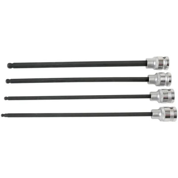 Image of LASER TOOLS Extra Long Ball End Hex Socket Bit Set 1/2D 4pc 6711 - Laser Tools 5018341067113