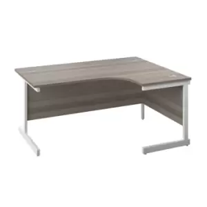 Image of Tc 1800X1200 Single Upright Right Hand Radial Desk Grey Oak-White + Desk High Pe