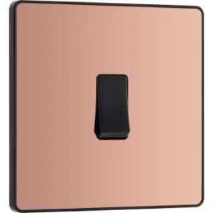 BG Evolve Polished (Black Ins) Single Intermediate Light Switch, 20A 16Ax in Copper Steel