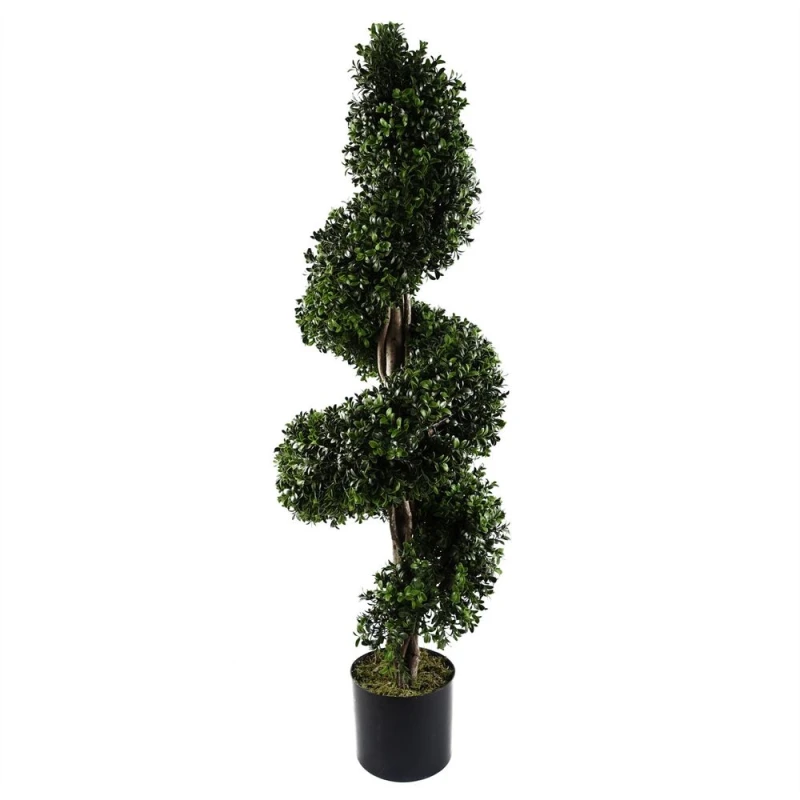Image of Leaf Sprial Buxus Artificial Tree UV Resistant Outdoor Topiary 120cm Botanik Green
