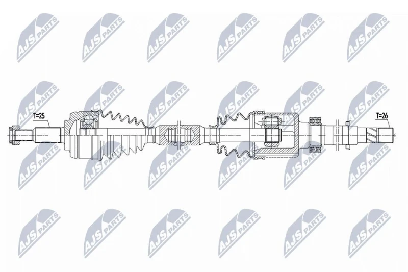 Image of NTY NPW-RE-225 Drive shaft Automatic Transmission, Front Axle Right Drive Shaft (13)