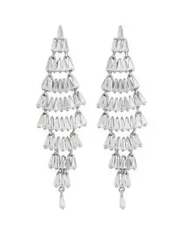 image of Jon Richard Rhodium Plated Chandelier Drop Earrings, Silver, Women