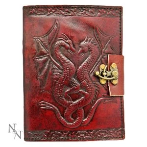 image of Double Dragon Leather Embossed Journal & Lock