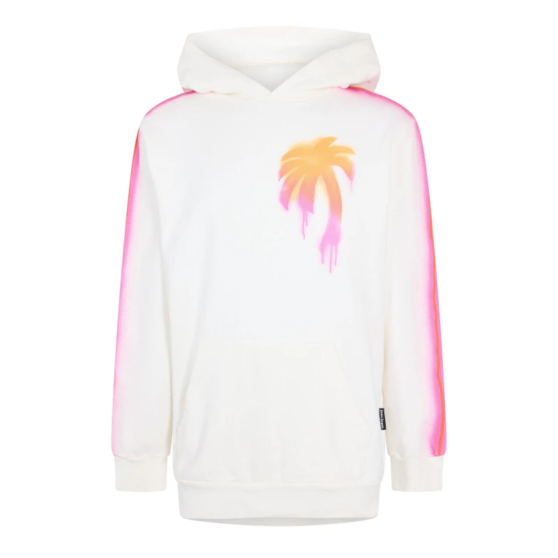 Image of Palm Angels Palm Angels Men Sprayed Palm Tree Design White Hoodie Size: Medium White M Male 8055167030423