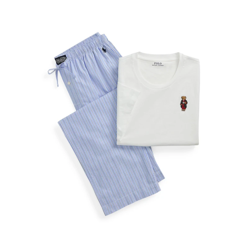 Image of Polo Ralph Lauren Mens Bear Long Sleeve Pyjama Set Stripe Bear male XL