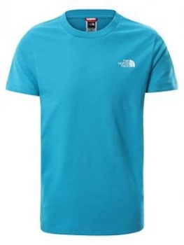 image of Boys, The North Face Unisex Short Sleeve Simple Dome T-Shirt - Blue, Size S=7-8 Years