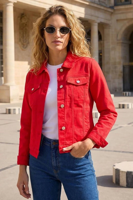 Image of Roman Womens Stretch Pocket Detail Jacket in Red Size: 18 Red Female 18