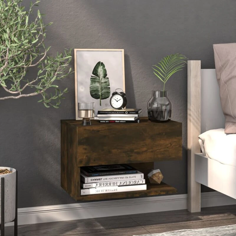 Image of VIDAXL Wall-mounted Bedside Cabinet Smoked Oak Vidaxl 8720286967447