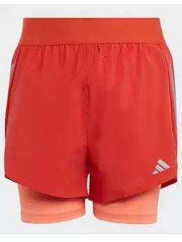 Image of adidas Two-in-one Aeroready Woven Running Shorts - Orange, Size 13-14 Years