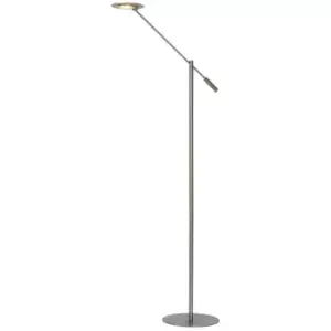 Image of Lucide ANSELMO - Floor Reading Lamp - Ø25cm - LED Dim. - 1x9W 3000K - Satin Chrome