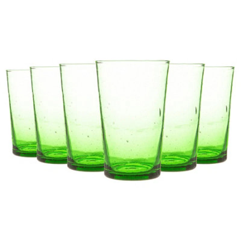 Image of Nicola Spring Meknes Recycled Highball Glasses - 325ml - Pack of 6 Green