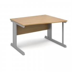 Image of Vivo Right Hand Wave Desk 1200mm - Silver Frame Oak Top