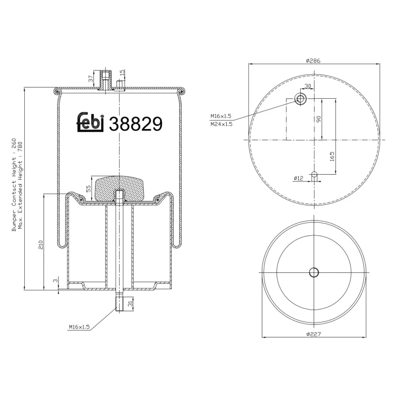 Image of FEBI BILSTEIN 38829 Boot, air suspension Rear Axle Right Boot,air suspension (324)