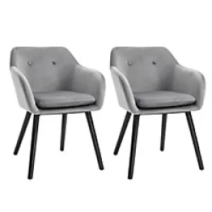 Image of PK2 HOMCOM Dining Chair Grey Velvet, Sponge, Beech, Metal 835-140GY