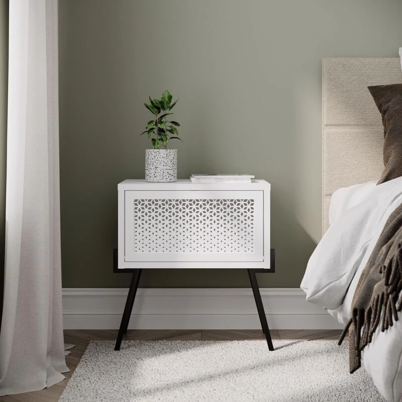 Image of DECORTIE Decortie - Naive Modern Bedside Table 48cm Width Bedroom Furniture - White - White M.KO.23231.2