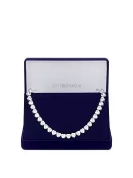 Image of Jon Richard Rhodium Plated Cubic Zirconia Heart Allway Necklace - Gift Boxed, Silver, Women