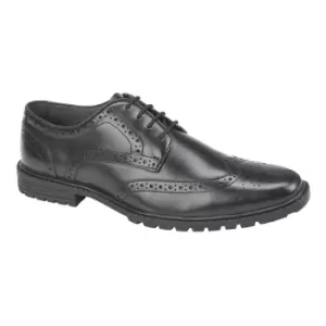 Image of Roamers Mens Leather Gibson Shoes (10 UK) (Black)