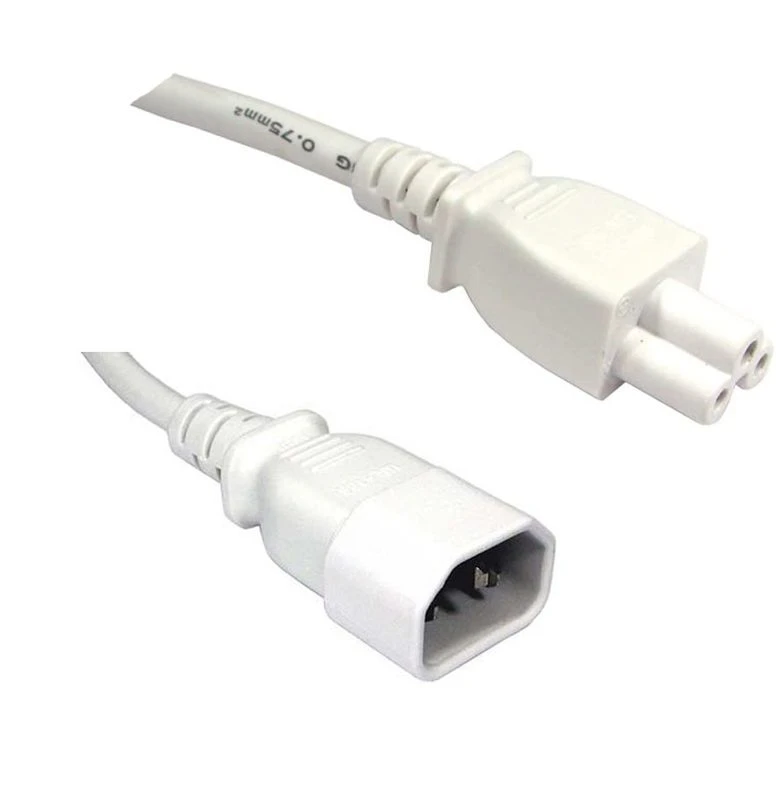 Image of FDL 1M IEC C14 PLUG TO C5 (CLOVER LEAF) SOCKET - 1.0mm / WHITE