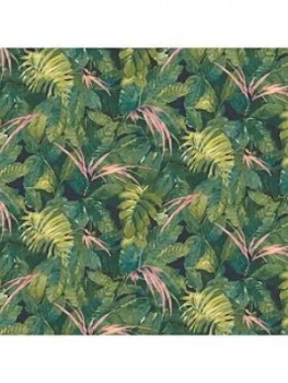 image of Woodchip & Magnolia Lush Green/Pink Wallpaper