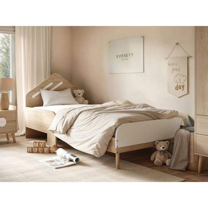 Image of Flair Noah Single Bed Oak in White White Unisex Single