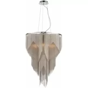 Image of Ceiling Pendant Light Bright Nickel Plate & Silver Effect Chain 6 x 40W E14