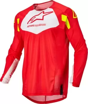 Image of Alpinestars Techstar Factory Motocross Jersey, white-red, Size XL, white-red, Size XL