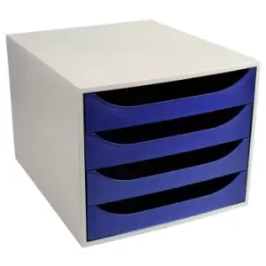 Image of Exacompta Ecobox Drawer Set Office, Grey/Night Blue, Pack of 1