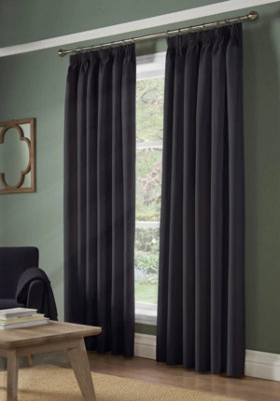 Image of Luxury Living Essential Room Darkening Pencil Pleat Curtains Charcoal