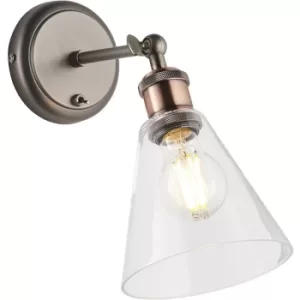 Image of Metal Wall Lamp Aged Pewter, Aged Copper Plate