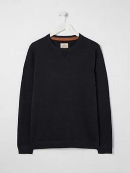 image of Fatface Seaford Knitted Cotton Jumper - Navy