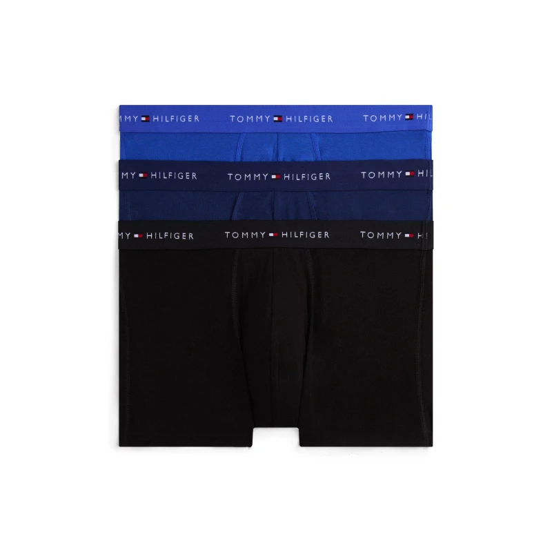 Image of Tommy Hilfiger Mens 3 Pack Signature Waistband Trunks Trunks Small Blue 42211818350