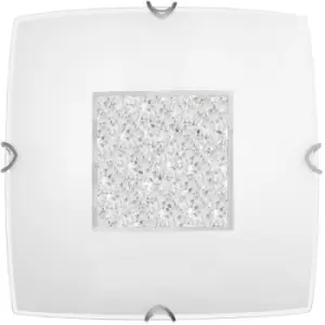 Image of Covina 2 Light Decorative Flush Ceiling Light Crystal, White glass LED E27 2x - Merano
