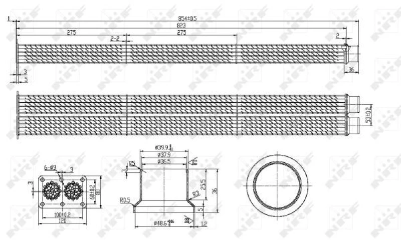 Image of NRF 48101 EGR Cooler EASY FIT with mounting parts Stainless Steel EGR Cooler (4032)
