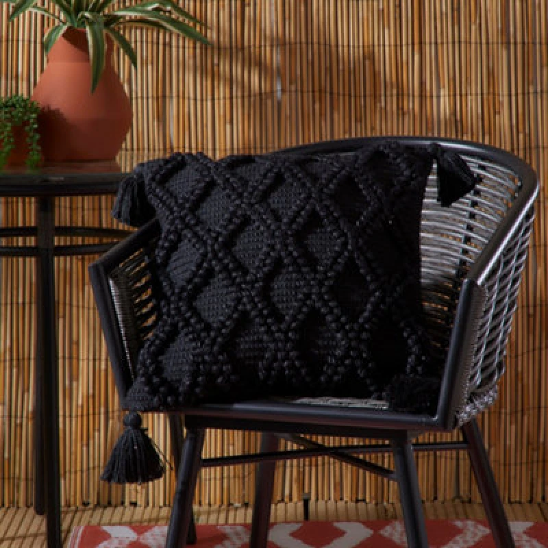 Image of Drift Home 'Alda' Outdoor Durable Garden Filled Bench Cushion Black