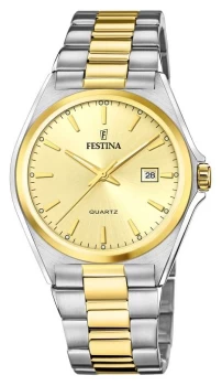 Image of Festina F20554/3 Mens Gold Dial Two Tone Bracelet Watch