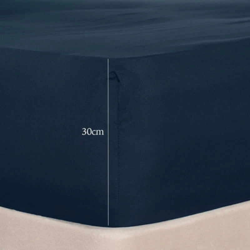 Image of OHS OHS Plain Bed Sheet Microfibre Deep Fitted Soft in Dark Navy Size: Double Fitted Dark Navy Double Fitted Unisex 5027434198887