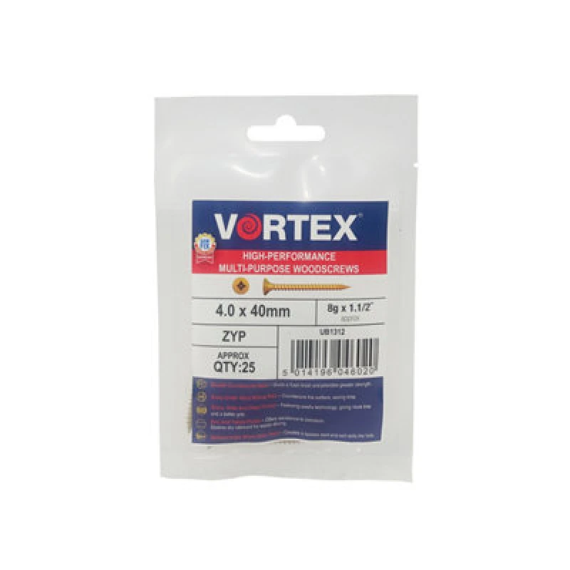 Image of Vortex High-Performance Multi Purpose Woodscrews 4.0 X 40mm - Ubzzv60229 - Box Of 125