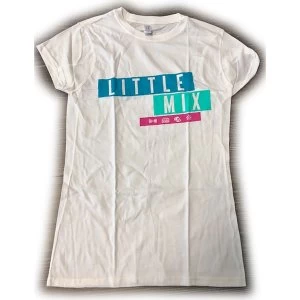 Image of Little Mix - Logo Blue/Pink Womens Large T-Shirt - White