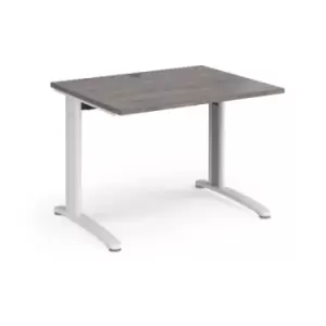 image of TR10 straight desk 1000mm x 800mm - white frame and grey oak top