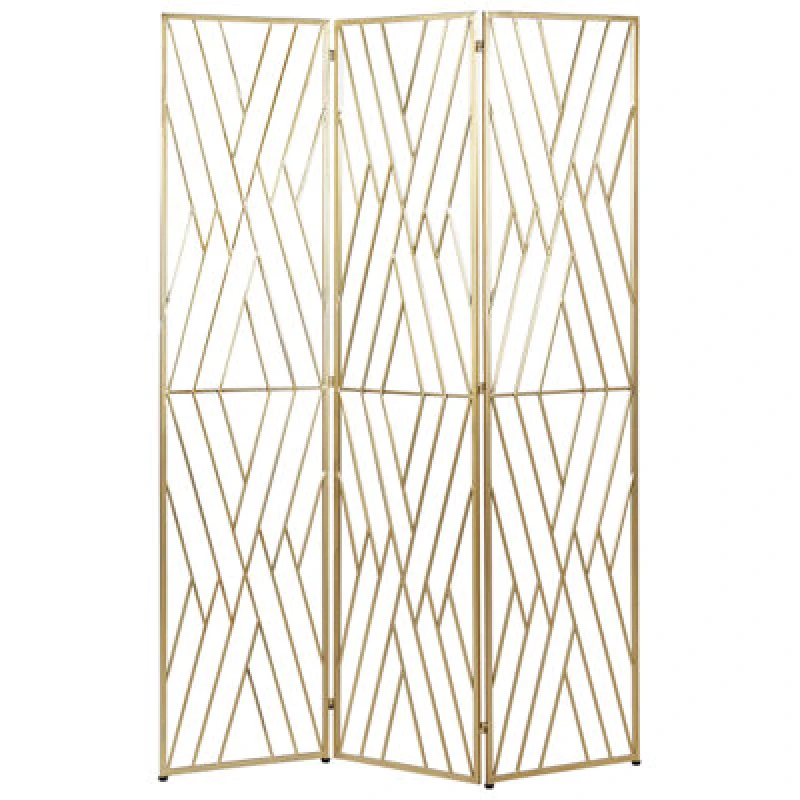 Image of Beliani 3 Panel Room Divider Asolo Gold 117cm 170 Cm