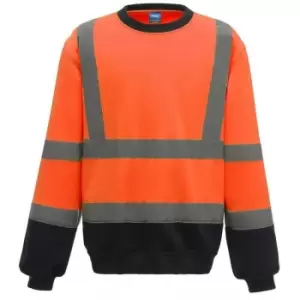 image of Yoko Unisex Adult Hi-Vis Sweatshirt (L) (Orange/Navy) - Orange/Navy