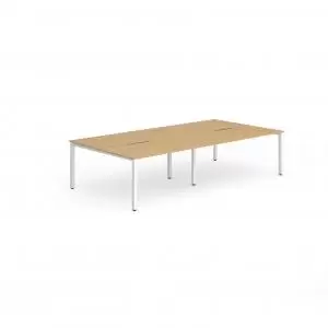 Image of B2B White Frame Bench Desk 1400 Beech 4 Pod