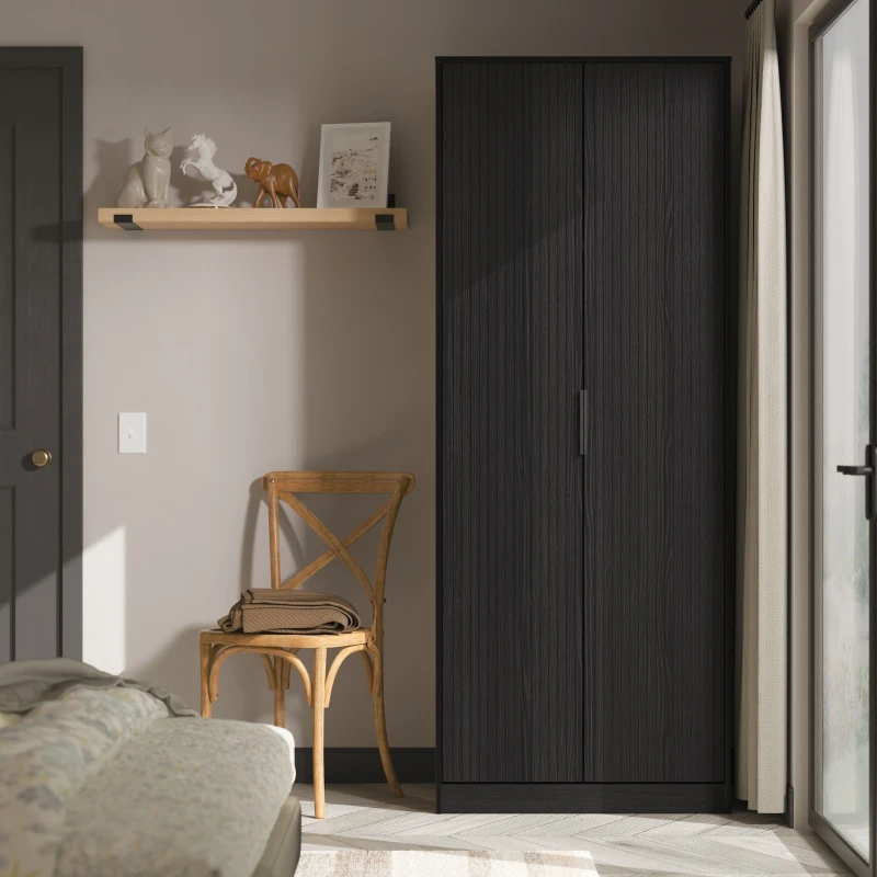 Image of Ready Assembled 2 U Menai 2 Door Wardrobe (Ready Assembled) in Black Unisex