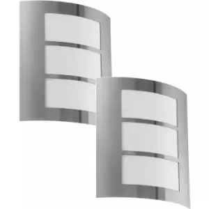 Image of 2 PACK IP44 Outdoor Wall Light Stainless Steel Modern 1x 60W E27 Porch Lamp