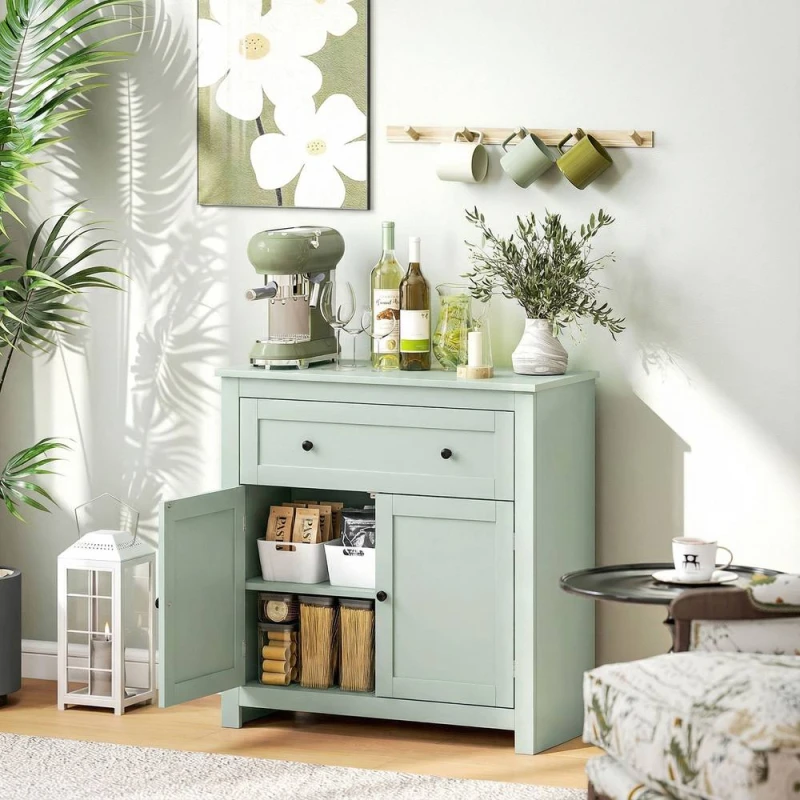 Image of HOMCOM Sideboard, Kitchen Storage Cabinet w/ Adjustable Shelf, Drawer in Green Green Unisex